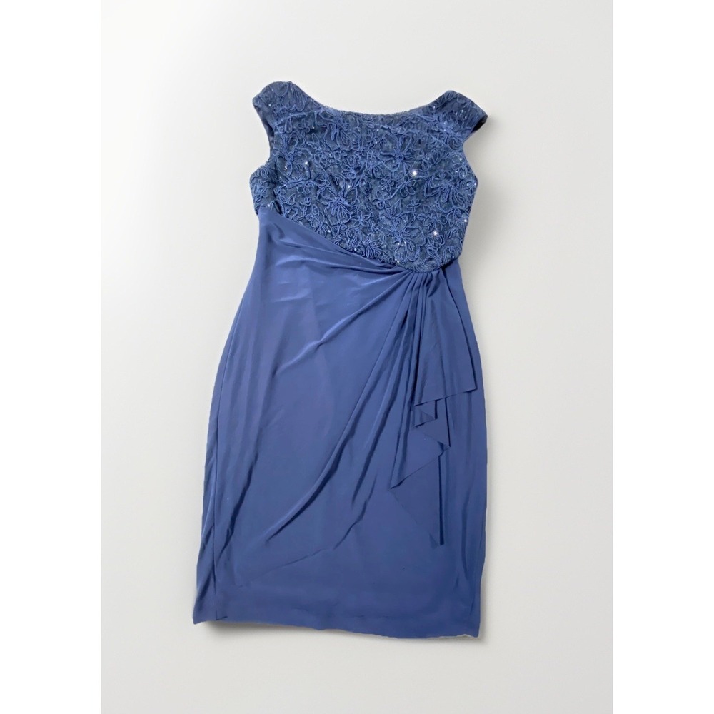 Jessica Howard Dress Womens 6P Navy Lace Cocktail Formal Wedding Party Beaded